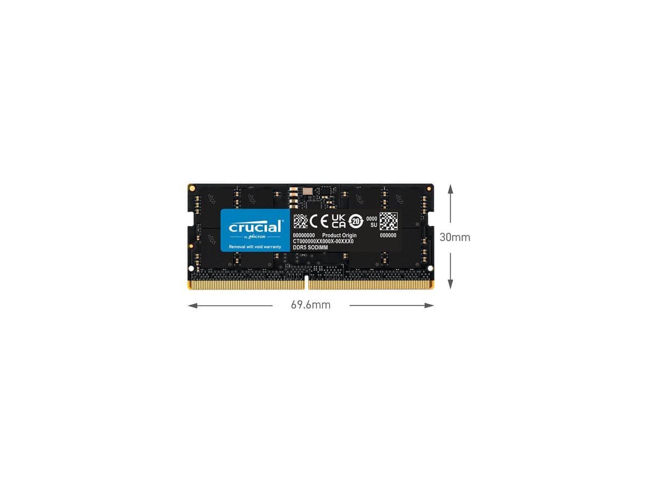 Crucial 32GB (2 x 16GB) 262 Pin DDR5 SO DIMM DDR5 4800 (PC4 38400