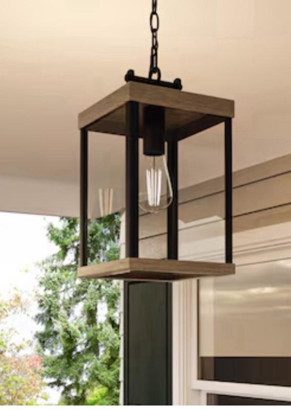 Quoizel Finn Matte Black Farmhouse Clear Glass Lantern Medium