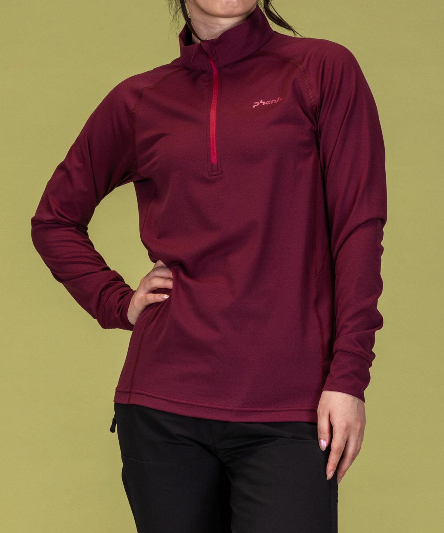 WOMENS】ハーフジップ長袖Tシャツ レディースTシャツ 速乾 ストレッチ