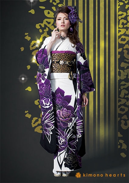 グラマラス】SA-S274｜薔薇と蝶々のエレガントな紫振袖｜kimono hearts