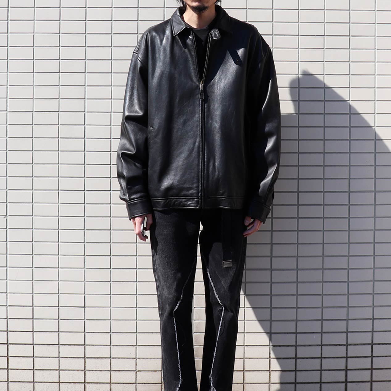 POST JUNK / 90's～ POLO RALPH LAUREN Black Lamb Leather Jacket [L]