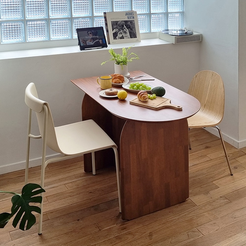 COMOCASA ARC 半楕円形 ダイニングテーブル 100cm［2色］ ホワイト
