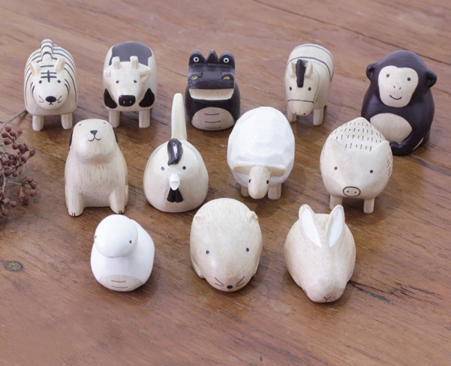 世界にひとつの手作り動物＞木のぬくもりが優しい手作り木彫り動物「ぽ