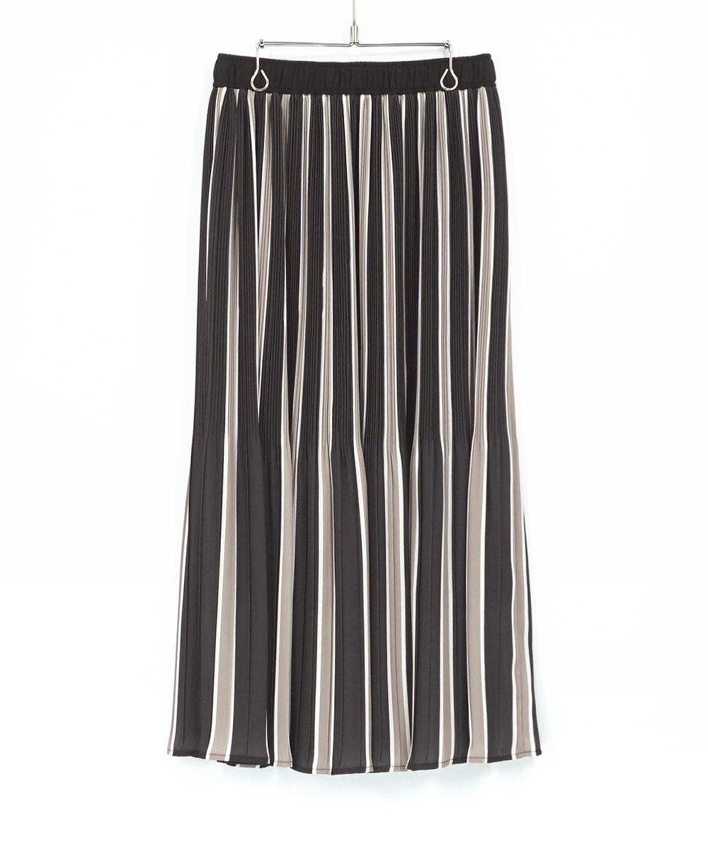 動画掲載】配色ストライププリーツロングスカート☆(スカート