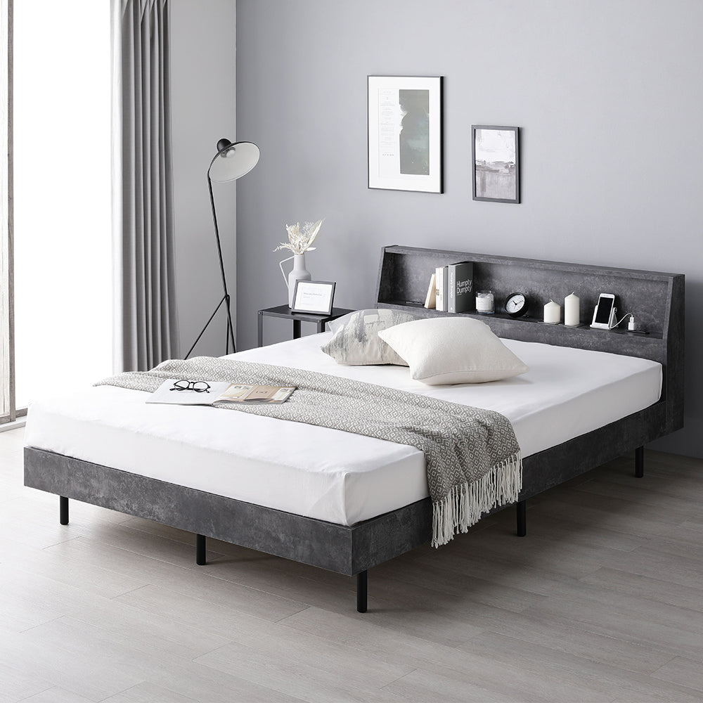 棚付きすのこベッド 『FICUS フィカス』脚付き コンセント付き