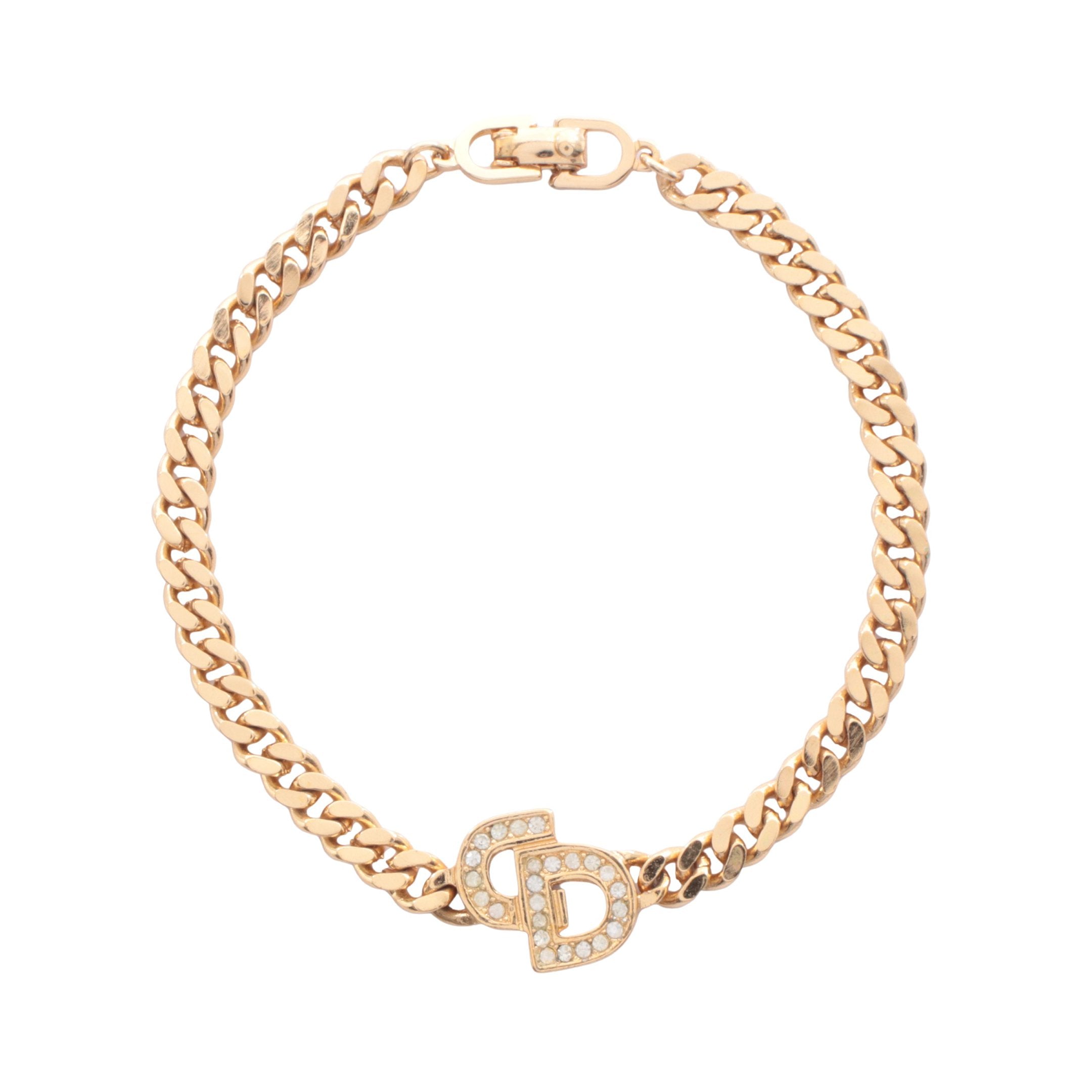 CDロゴ ブレスレット GP ラインストーン ゴールド クリア クリスチャン