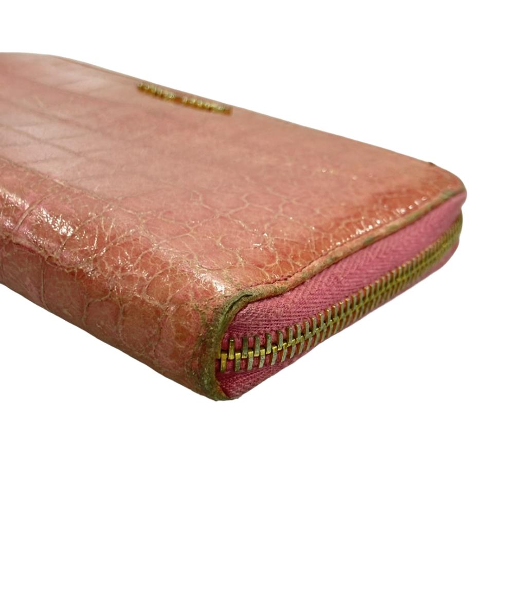 Miu Miu ラウンドファスナー長財布 クロコ型押し レディース ミュウ