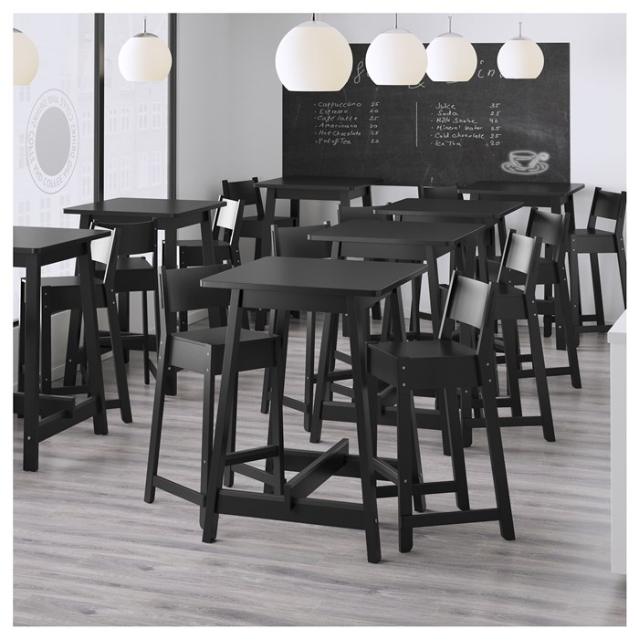 NORRÅKER Bar table Black, Solid birch, Stain, Clear acrylic