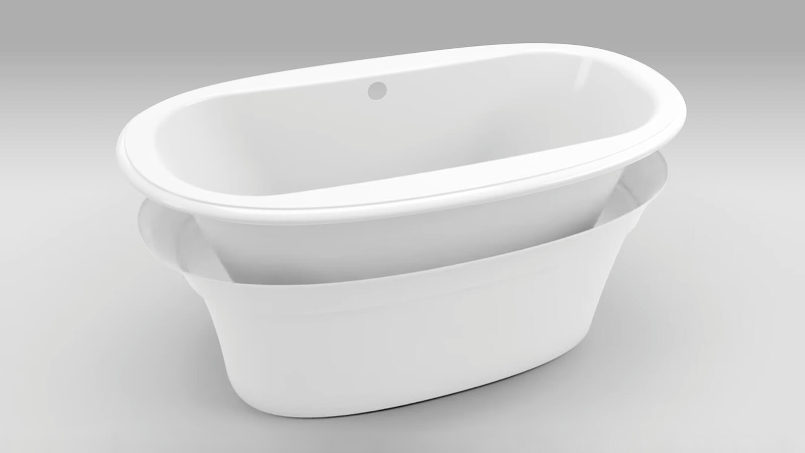 Delsia 6636 AcrylX Freestanding Center Drain Bathtub in White with