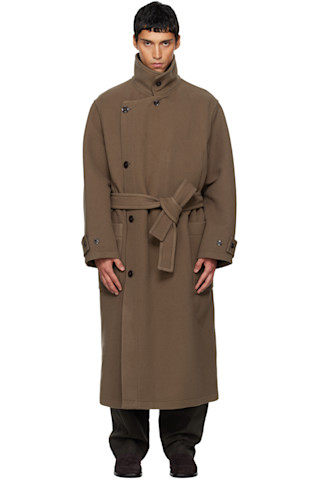 LEMAIRE: Brown Wrap Coat | SSENSE