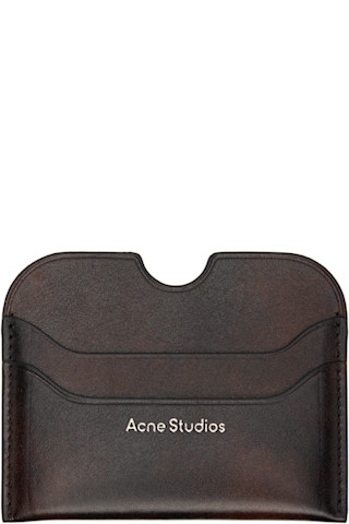 Acne Studios: ブラウン レザー カードケース | SSENSE 日本