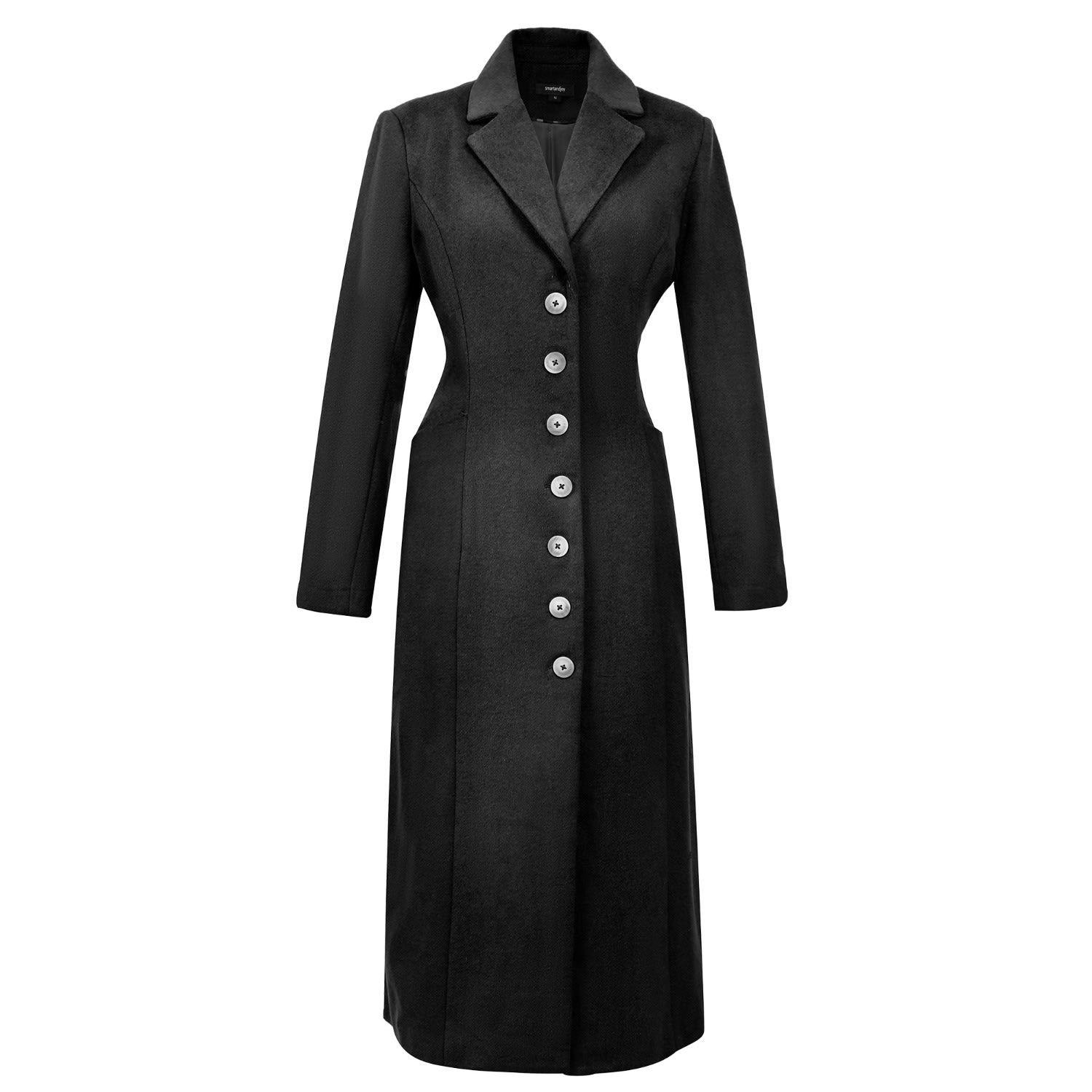 Long Tailor Woolen Coat - Black | Smart and Joy | Wolf & Badger