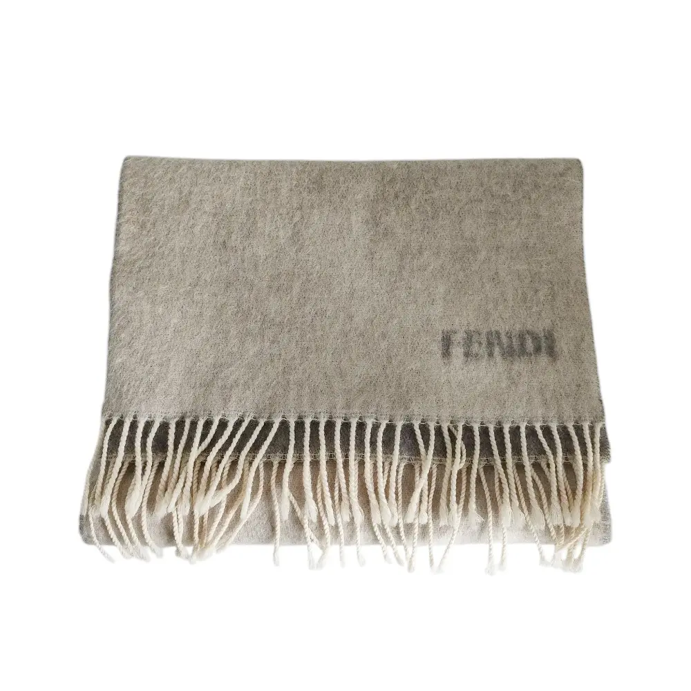 FENDI ファーショール 100%ウール グレー系 FENDI ファーショール 100
