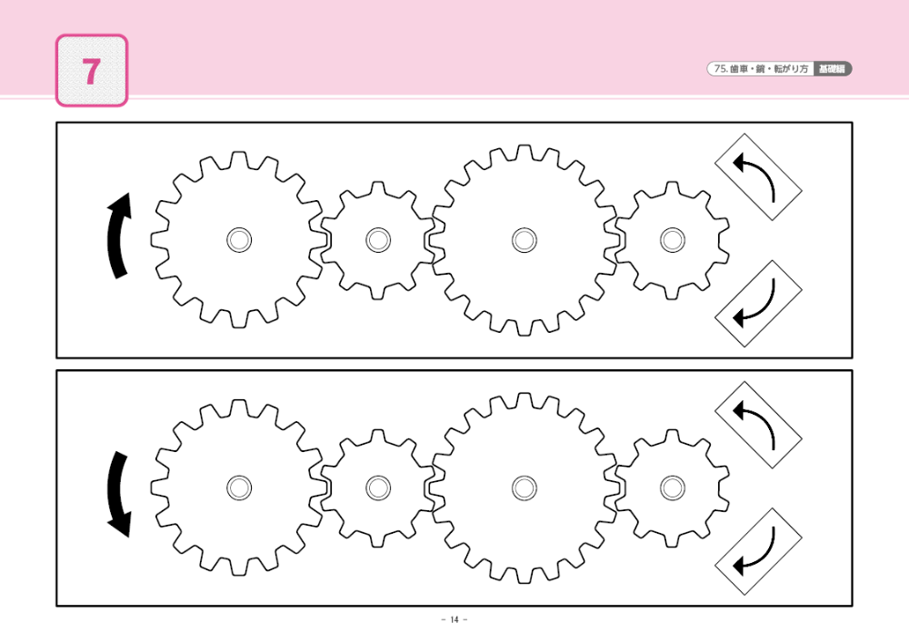 75 単元別ばっちりくんドリル 歯車・鏡・転がり方(基礎編)｜小学校受験