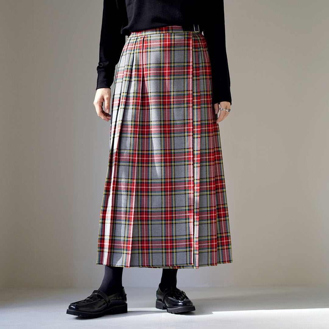 MIDIUMI（ミディウミ） ラップ プリーツ スカート / タータンチェック