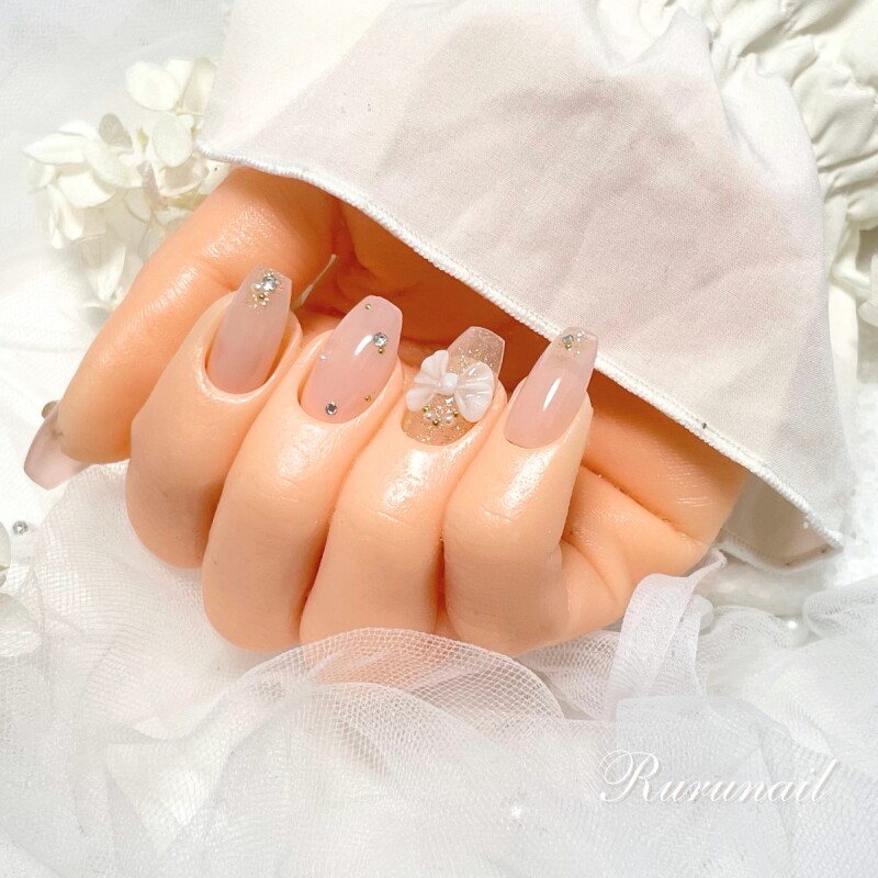 うるつや上品かわいいリボンのネイルチップ（292） - ネイルチップ通販