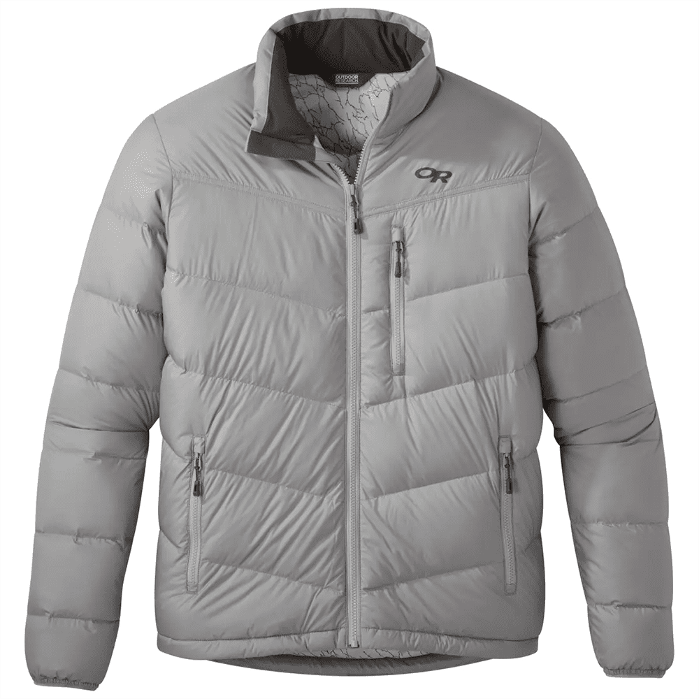 Outdoor Research Mens Transcendent Down Jacket Light Pewter (Close