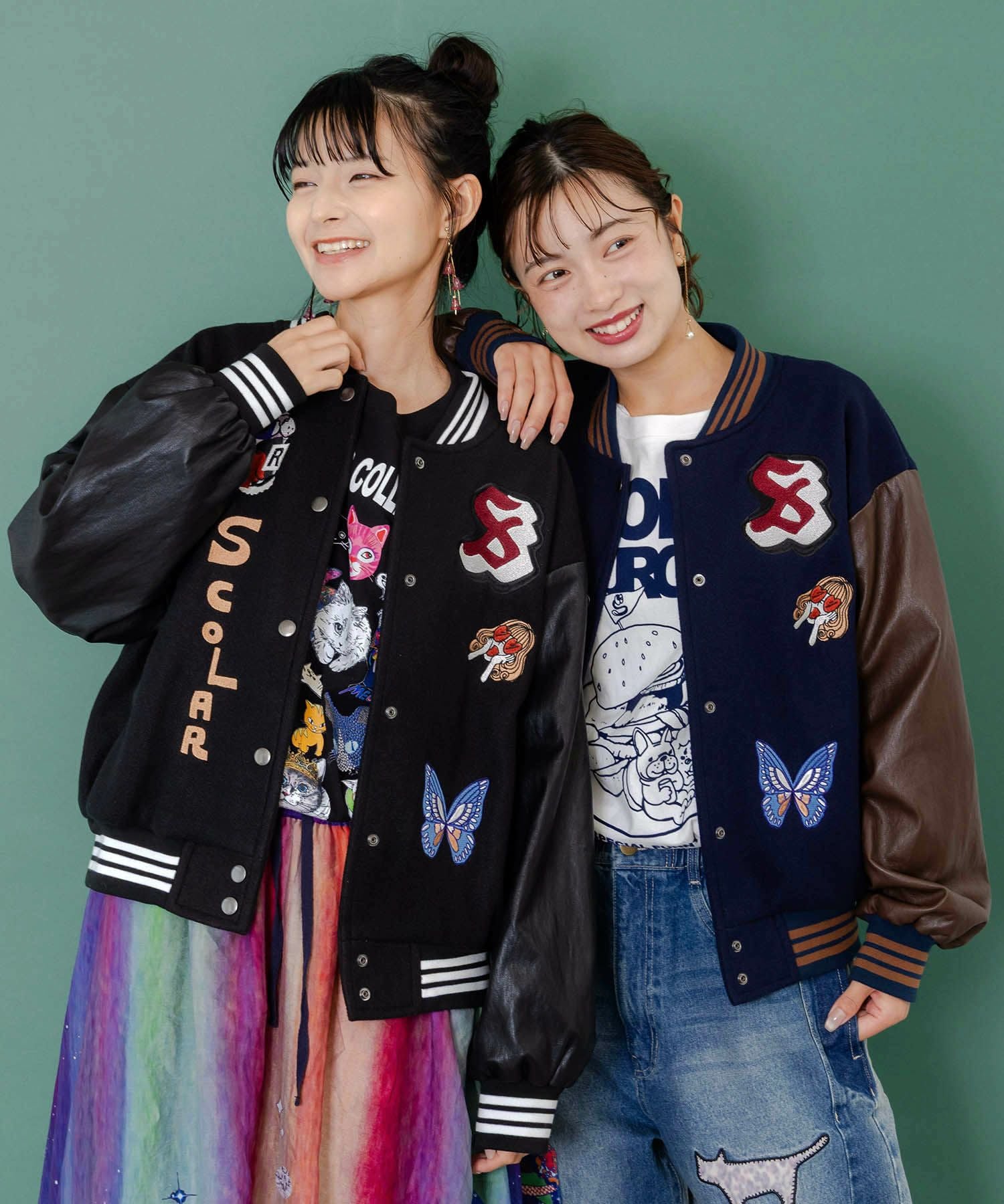 153686：メルトン×合皮 異素材切替スタジャンの通販-ScoLar