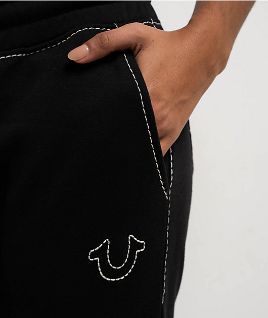 True Religion Joey Big T Black Low Rise Flare Sweatpants | Zumiez