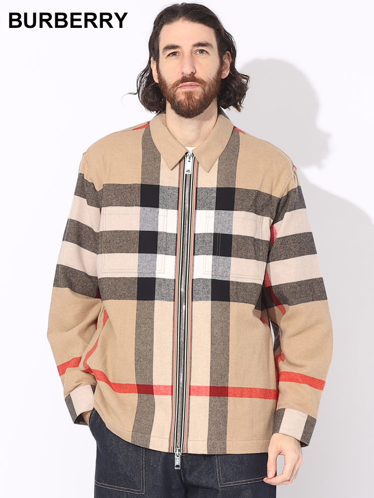 BURBERRY (バーバリー) チェック ウールコットン ジップ オーバー