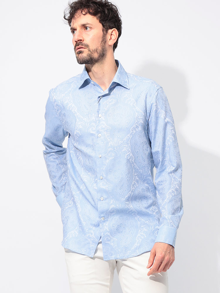 ETRO (エトロ) 綿100％ ペイズリージャガード 長袖 シャツ