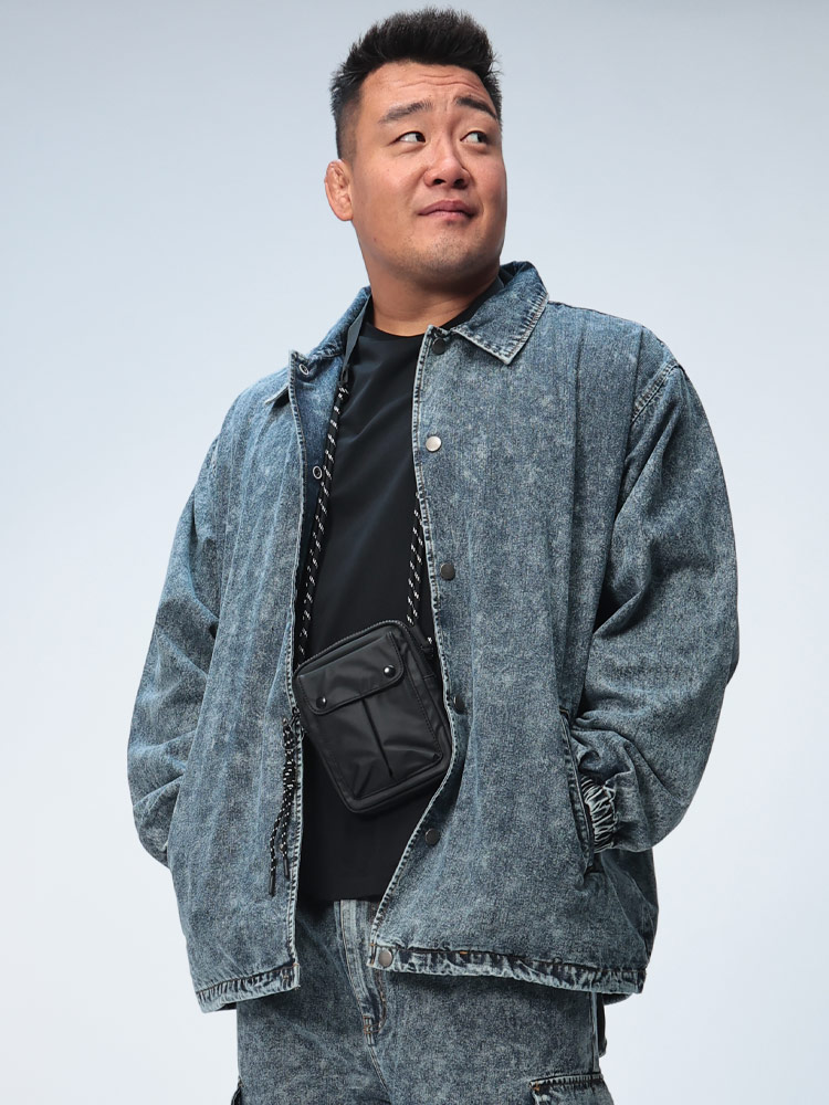 デニムコーチジャケット ウォッシュ加工 フルボタン アウター ブルゾン