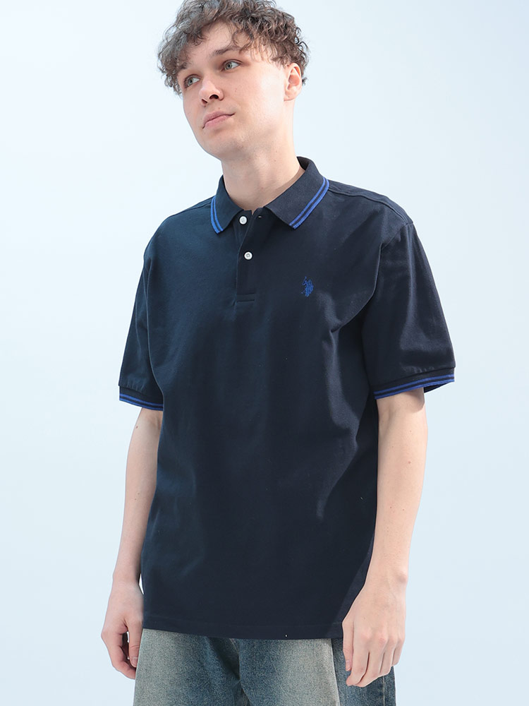 U.S. POLO ASSN. (ユーエスポロアッスン) 鹿の子 ライン 半袖