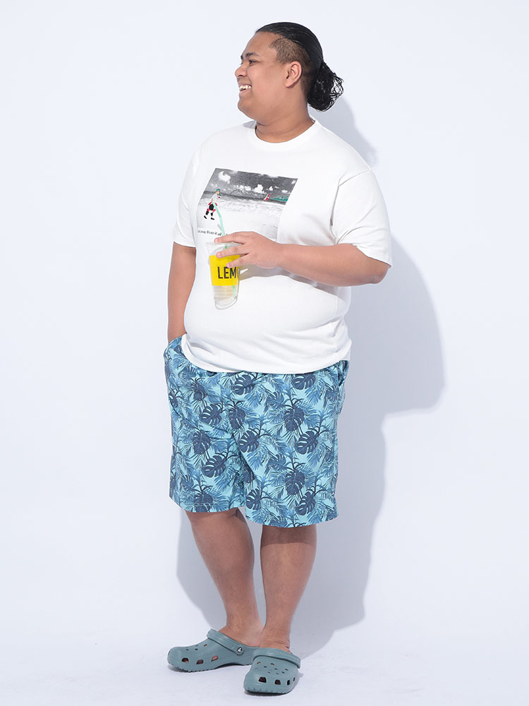 スイムショーツ トロピカルリーフ柄 メッシュインナー ボトムス スイム