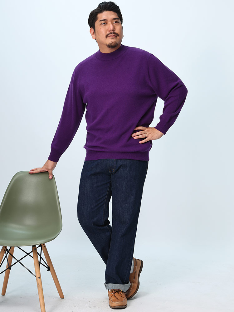 カシミヤ100％ セーター 無地 モックネック トップス ニット 長袖 秋冬