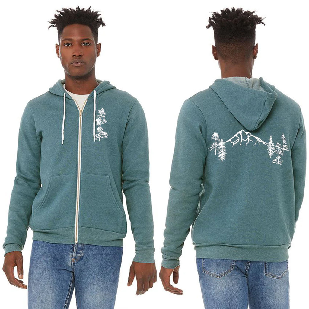 Mountain Forest Ultra Soft Zip Up Hoodie - Unisex Heather Deep