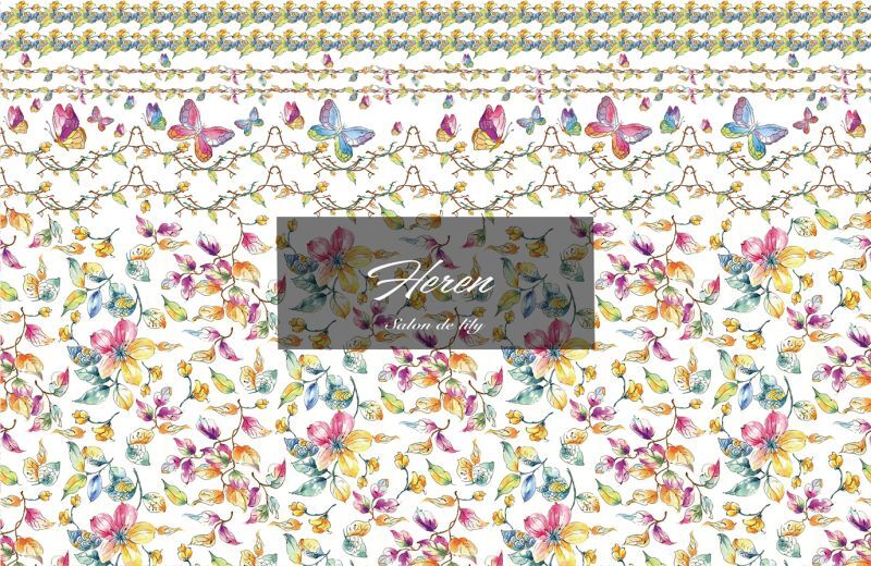 ポーセラーツ転写紙】HEREN転写紙 ＆ 高台エレガントカップ 2客セット