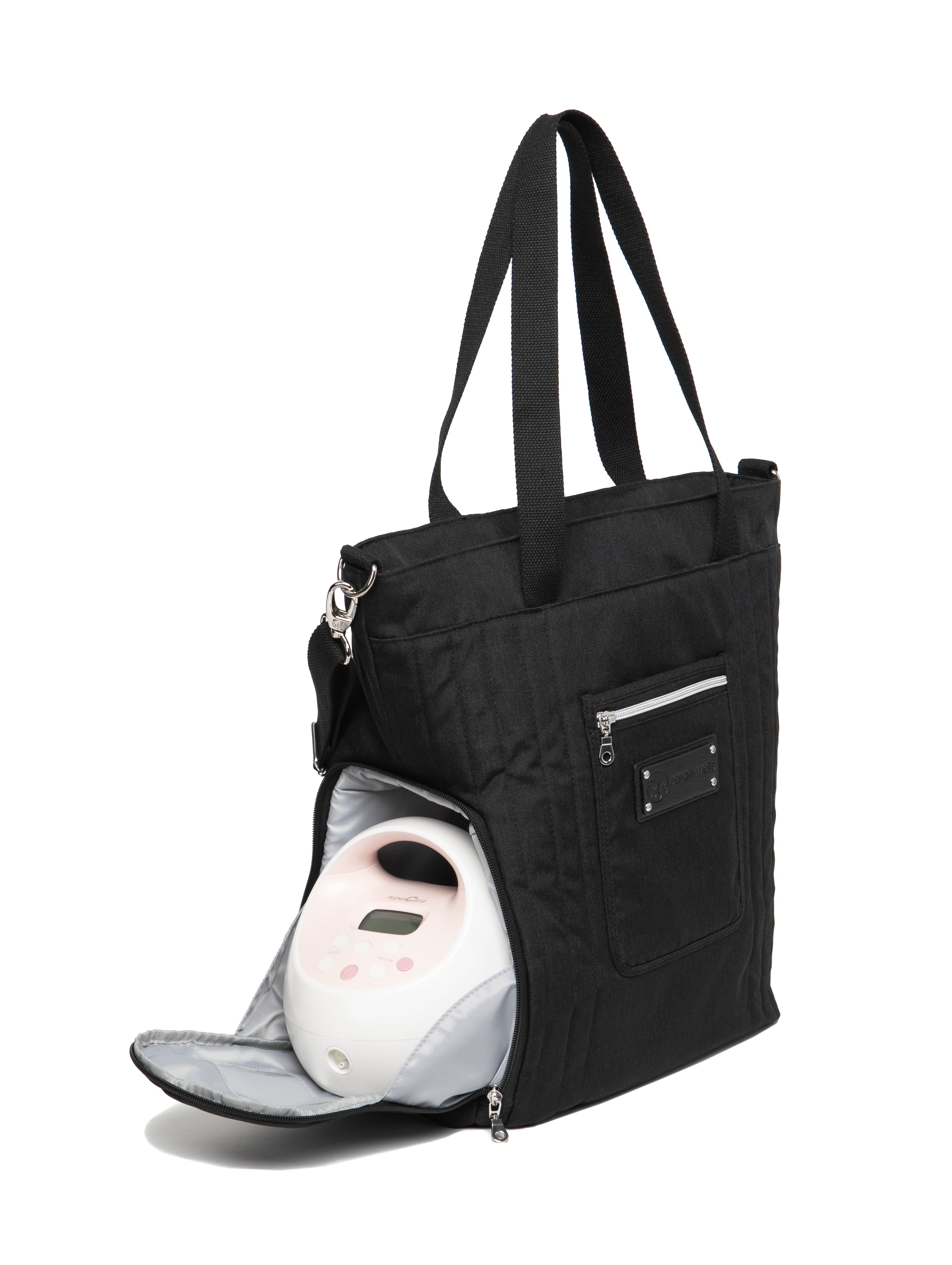 Suzy Breast Pump Tote Black Spacious and Chic Pumping Bag – Sarah