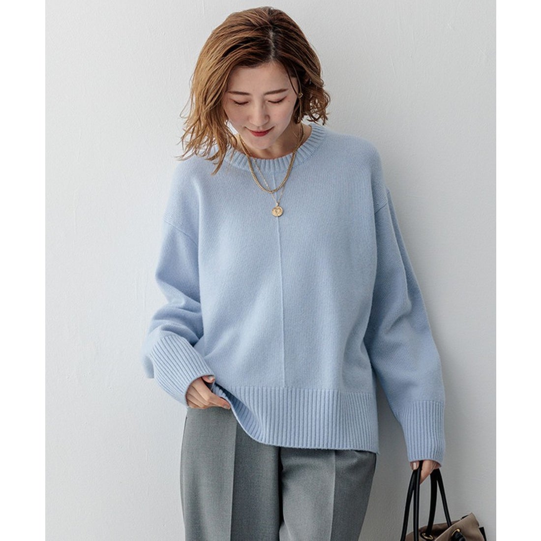 ニジュウサンク 23区 【洗える】カシミヤブレンド クルーネック ニット