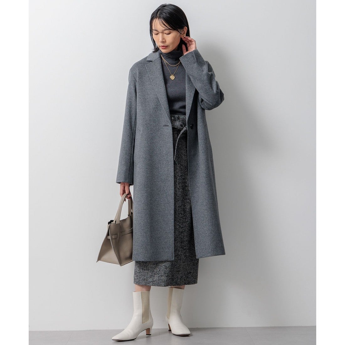 23区 ウールカシミヤビーバー チェスターコート （ブラック系） -靴