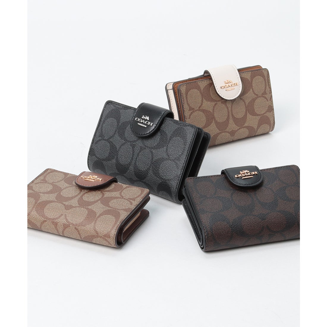 コーチ COACH 折財布 二つ折り シグネチャー （カーキ×ライトブラウン