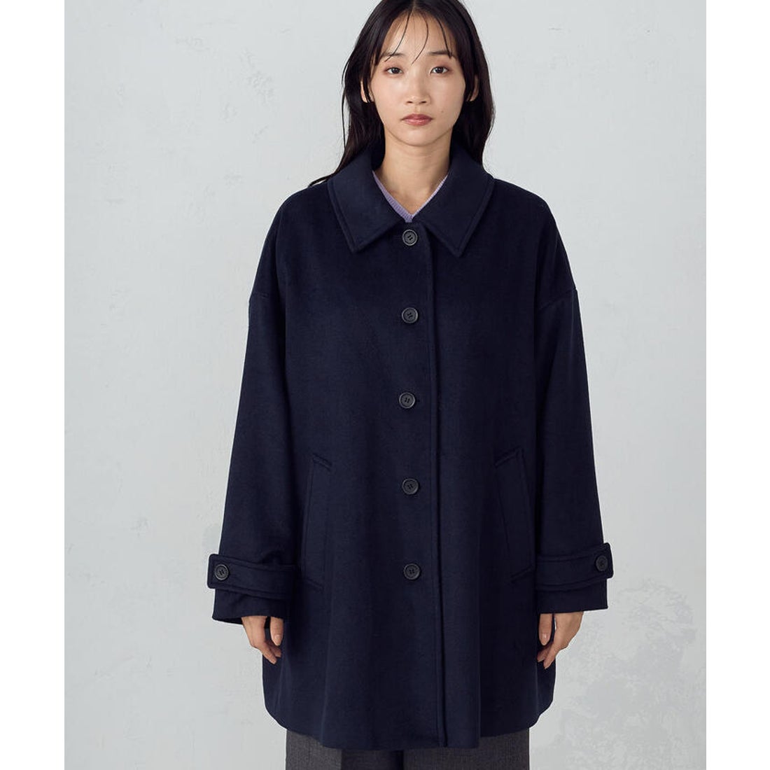 コムサイズム COMME CA ISM ウール混ビーバー ステンカラーコート