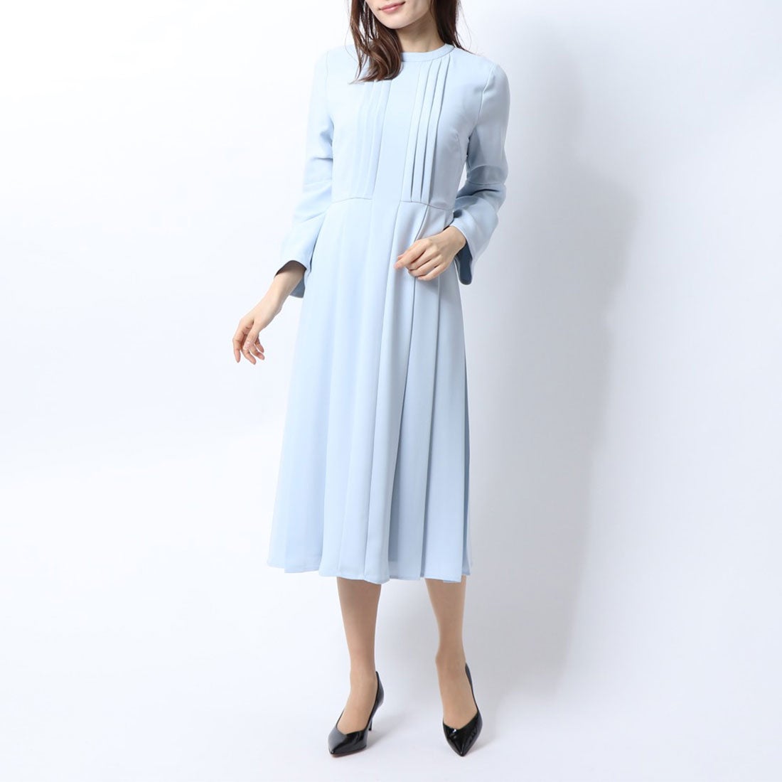 セルフォード CELFORD バックサテンプリーツワンピース （ネイビー