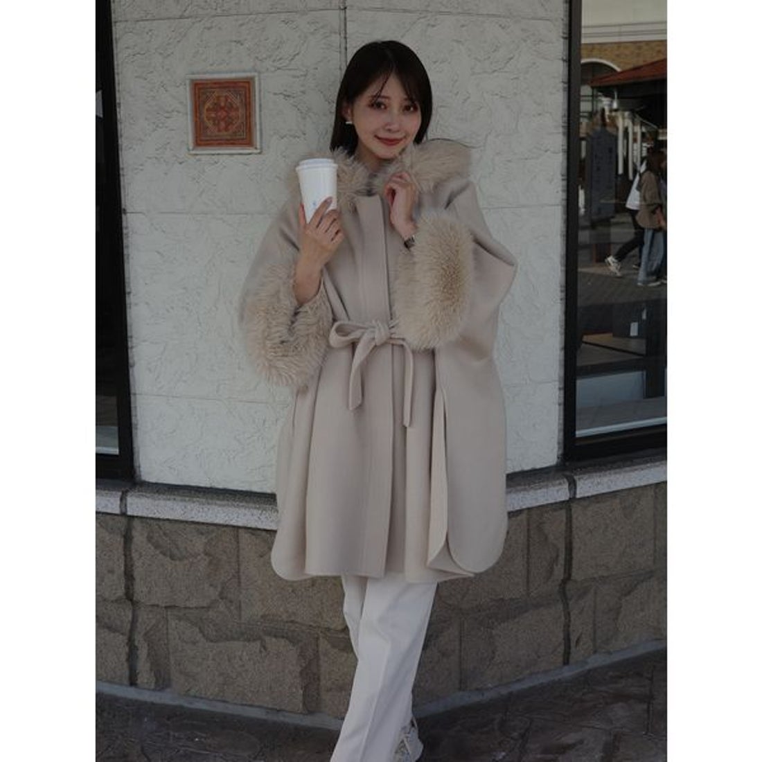 セルフォード CELFORD ファーポンチョコート （LGRY） - ファッション