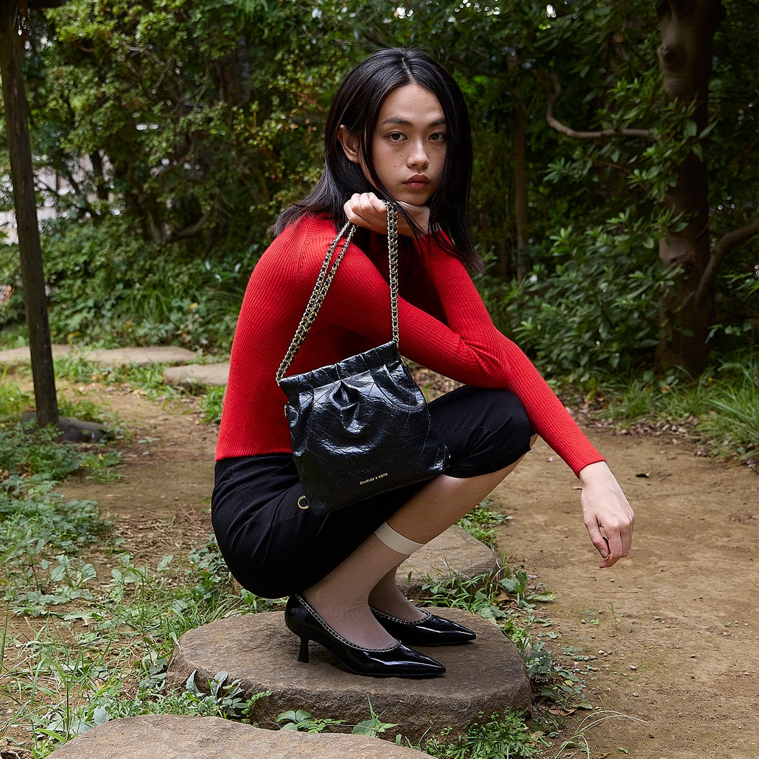 CHARLES & KEITH Duo ドゥオ チェーンハンドルツーウェイバックパック