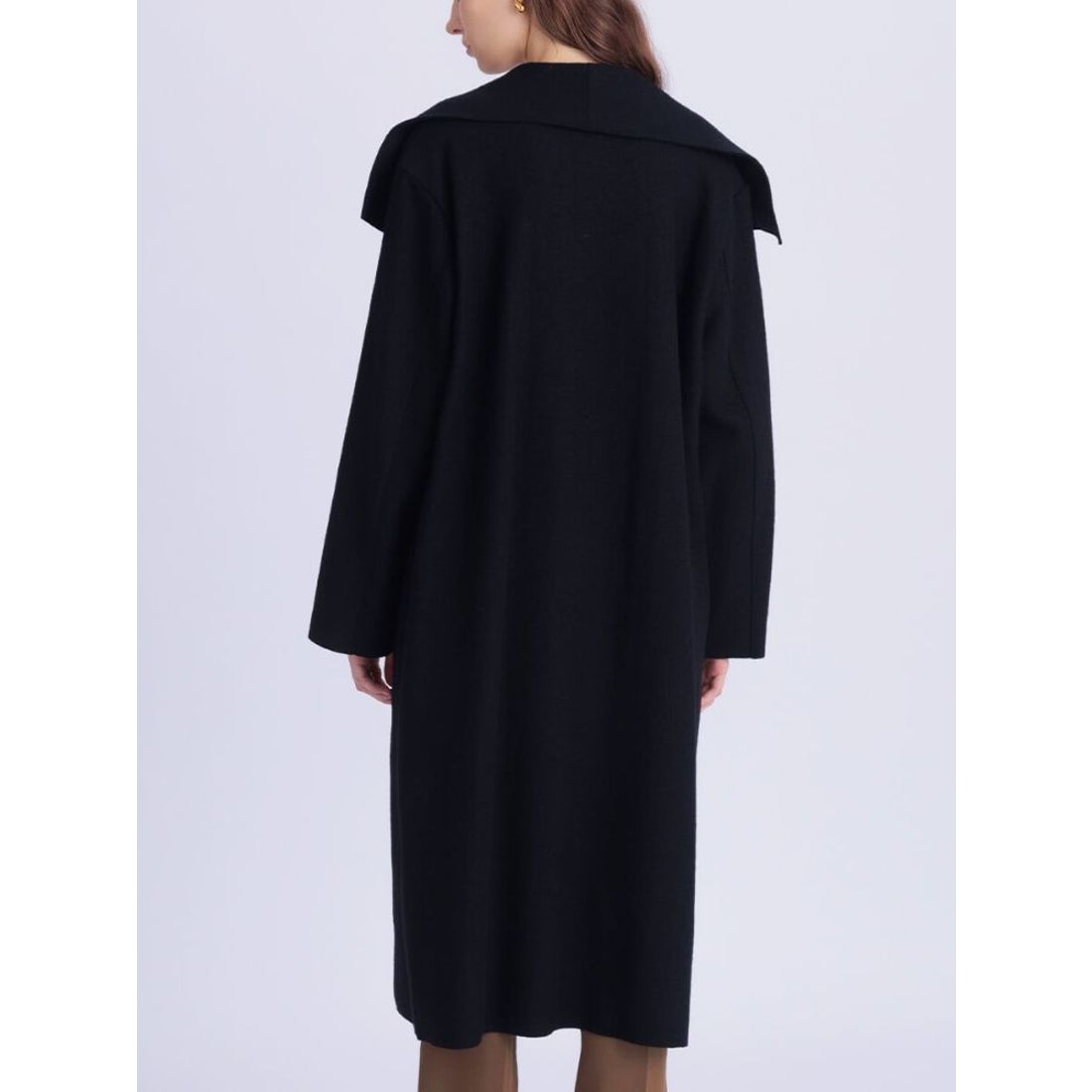 アーガ Aga Future Melton ビックカラーロングコート （ブラック） -靴