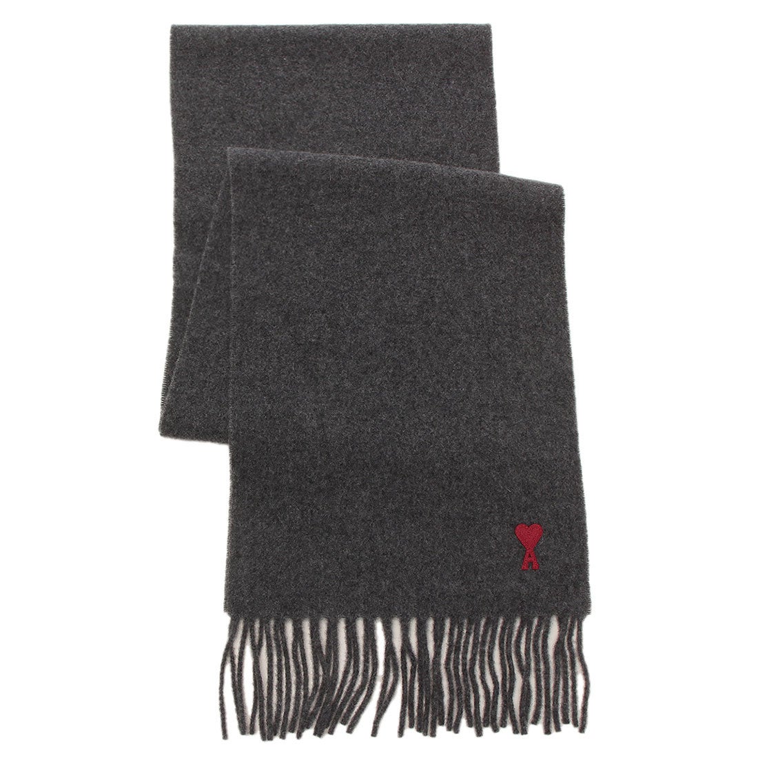 アミパリス Ami Paris マフラー ロゴ フリンジ グレー メンズ