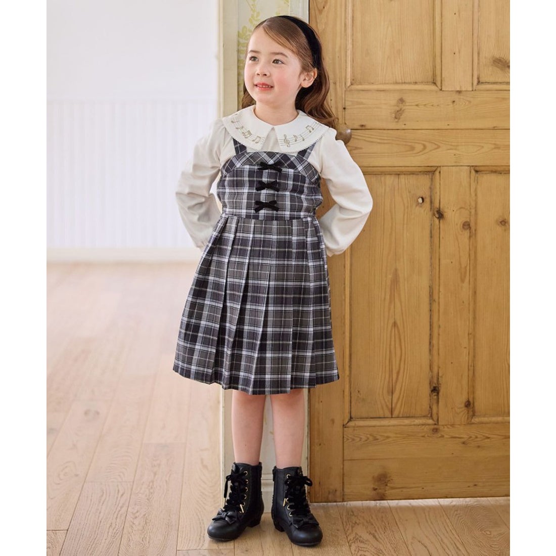 エニィ ANY チェックプリーツジャンパースカート （ピンク系