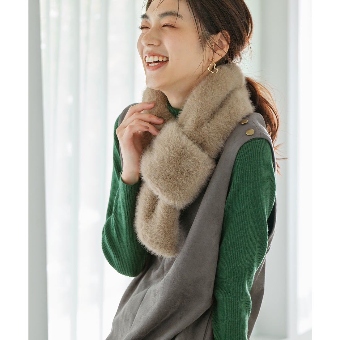 ANY フェイクファーティペット （モカ） -ファッション通販 FASHION WALKER