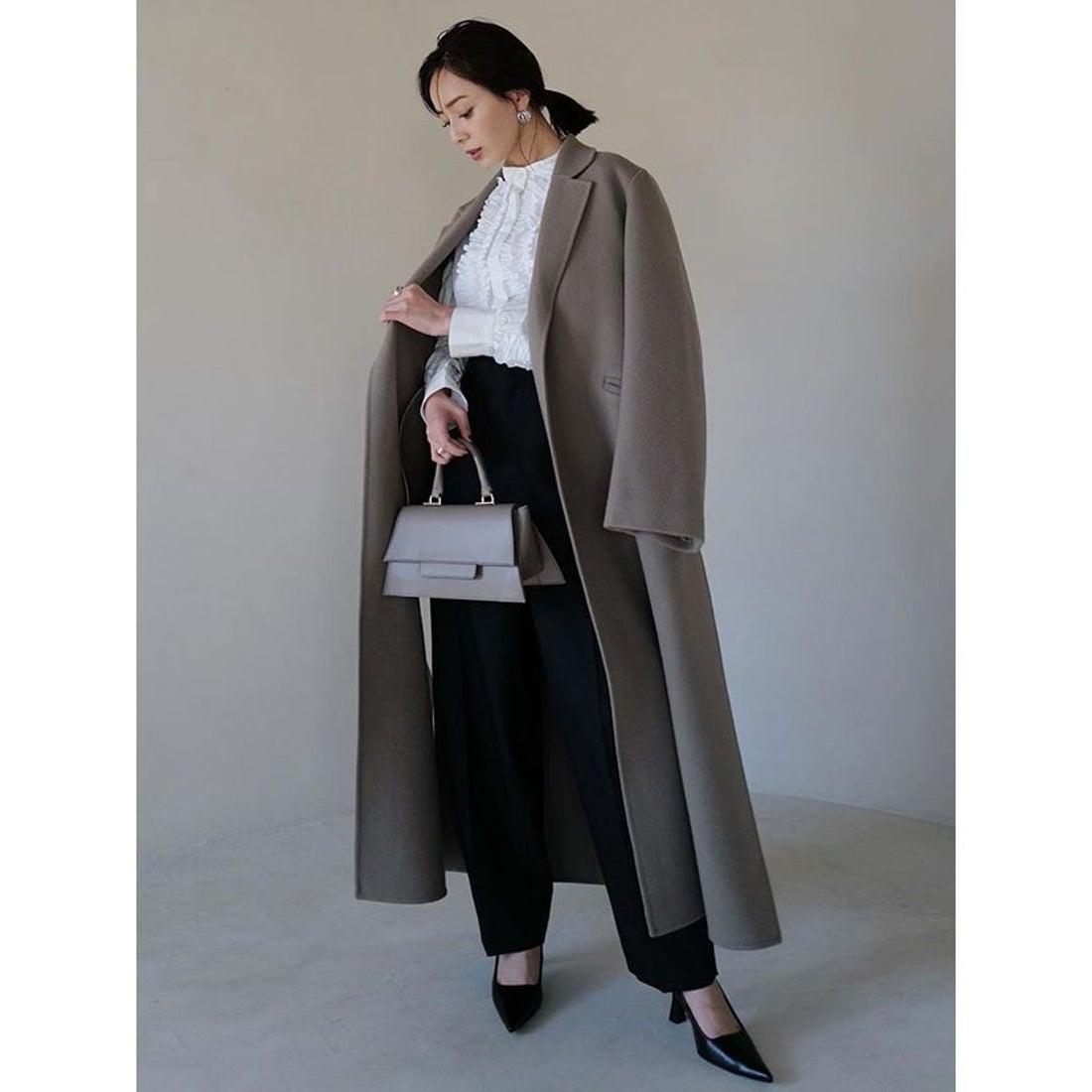 アニュアンス anuans リバーロングチェスターコート （KHAKIGREY） -靴