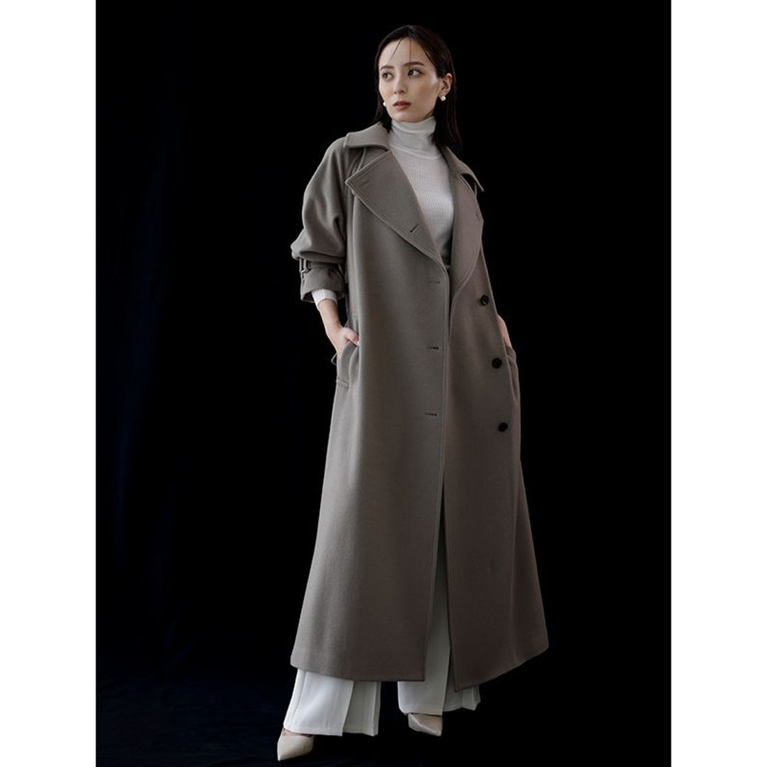 アニュアンス anuans ウールトレンチコート （BLUEGREY