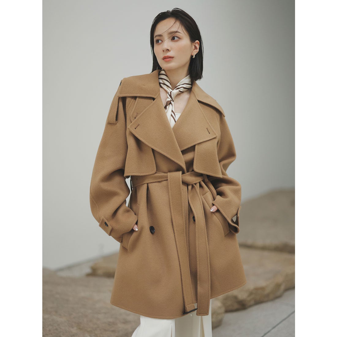 アニュアンス anuans リバーミドルトレンチコート （CAMEL