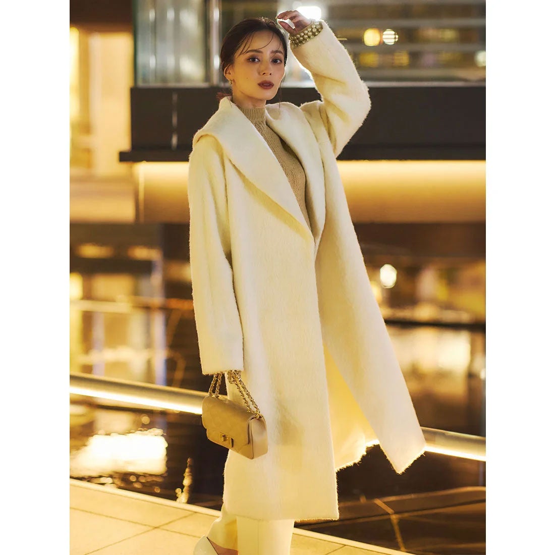 アニュアンス anuans アルパカウールショールカラーコート （GREY