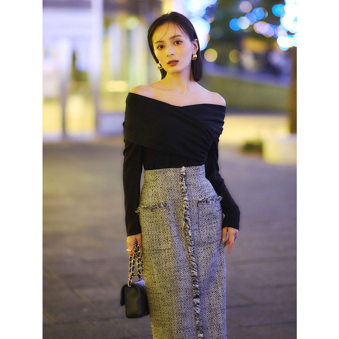 アニュアンス anuans フロントポケットツイードスカート （MIX