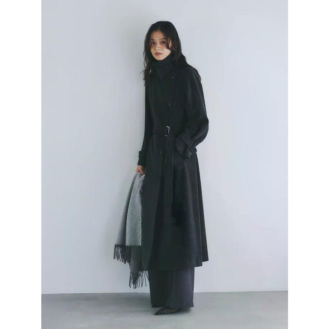 アニュアンス anuans ウールトレンチコート （BLACK） -ファッション