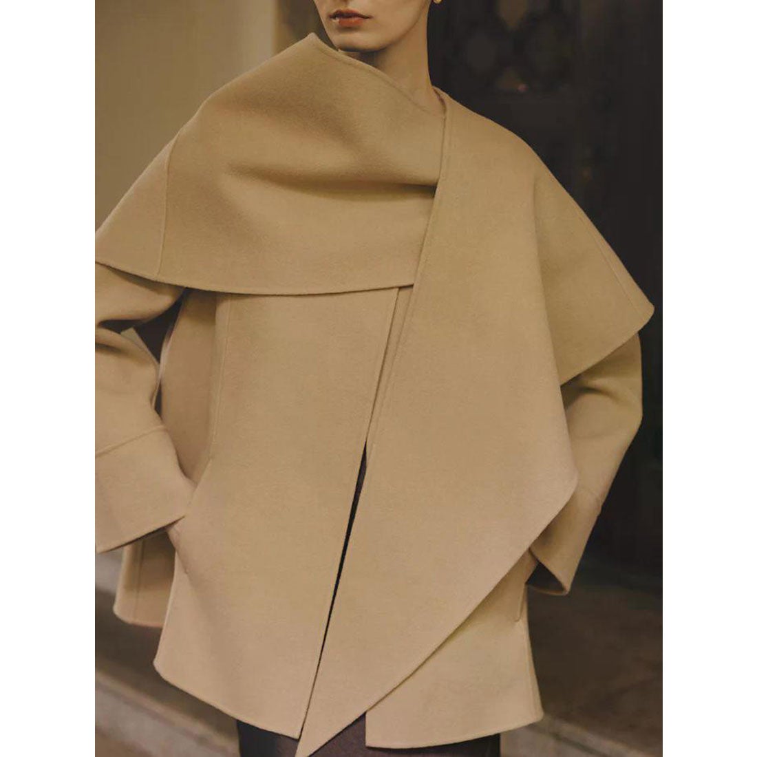 アニュアンス anuans リバーウールミドルマフラーコート （BEIGE